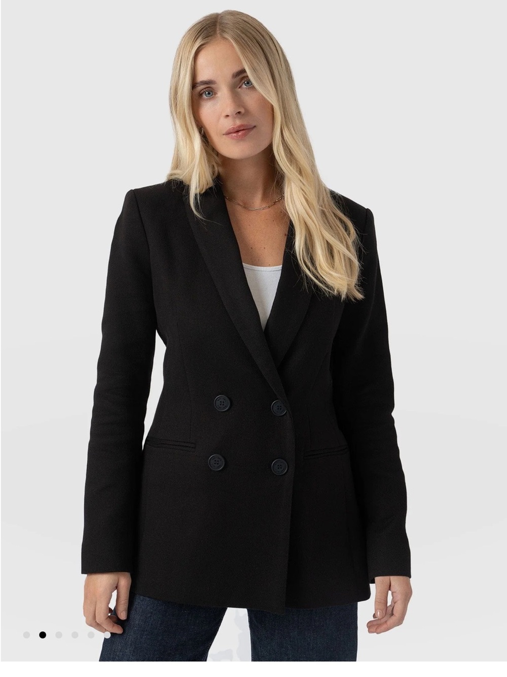 Saint+Sofia. Cambridge Crepe, Black Double-Breasted Blazer. Excellent condition - Picture 10 of 16